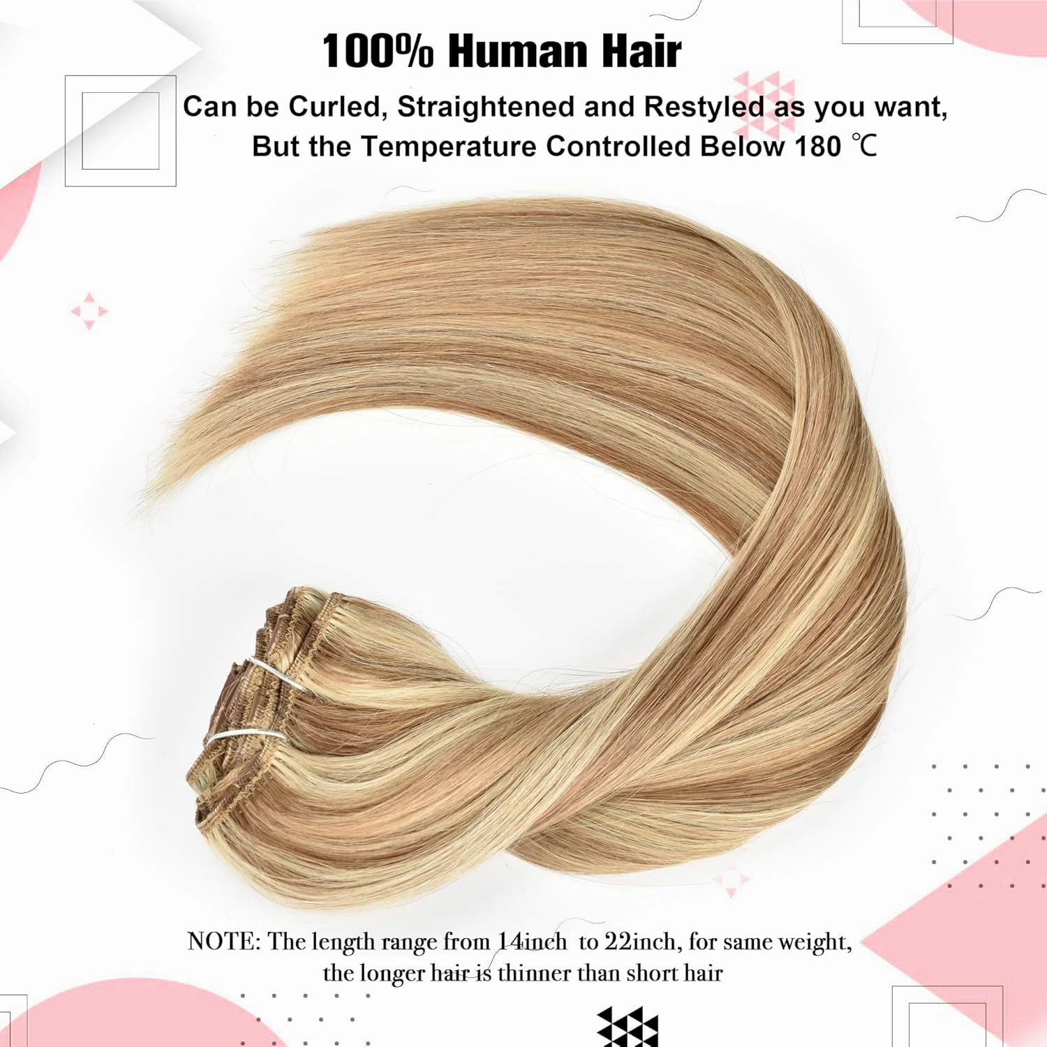 Senmy Clip in Hair Extensions Real Human Hair Blonde16inch 120g 7Pcs Silky Straight Highlighted Blonde Human Hair Clip in Extensions #P8/613 Camel Brown with Blonde Hair Extensions Clip In