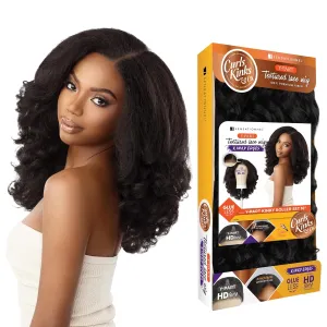 Sensationnel Curls Kinksandco Kinkyedges Wig - Kinky Roller Set 16 Inch Y Part Lace Natural Kinkytexture Edged Hairline for Natural 3C to 4C Hair Textures (2 DARKBROWN)