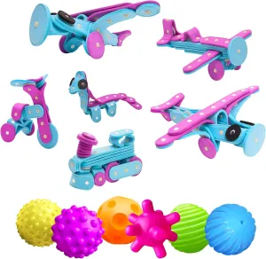 Sensory Balls for Baby Sensory Baby Toys 6 to 12 Months for Toddlers 1-3 and Soft Felt Building Toys for Toddlers, Interactive DIY Educational Learning Stackable Felt Toy Set