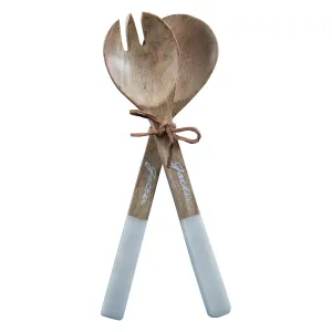 SET OF 2 WOOD SERVING UTENSILS WITH "GATHER" ON HANDLES (MIN 3)