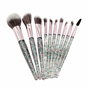 Set makeup shadow brush eye Portable set foundation brush brush 10PC Brush Eye Makeup (Color : Green, Size : One Size)