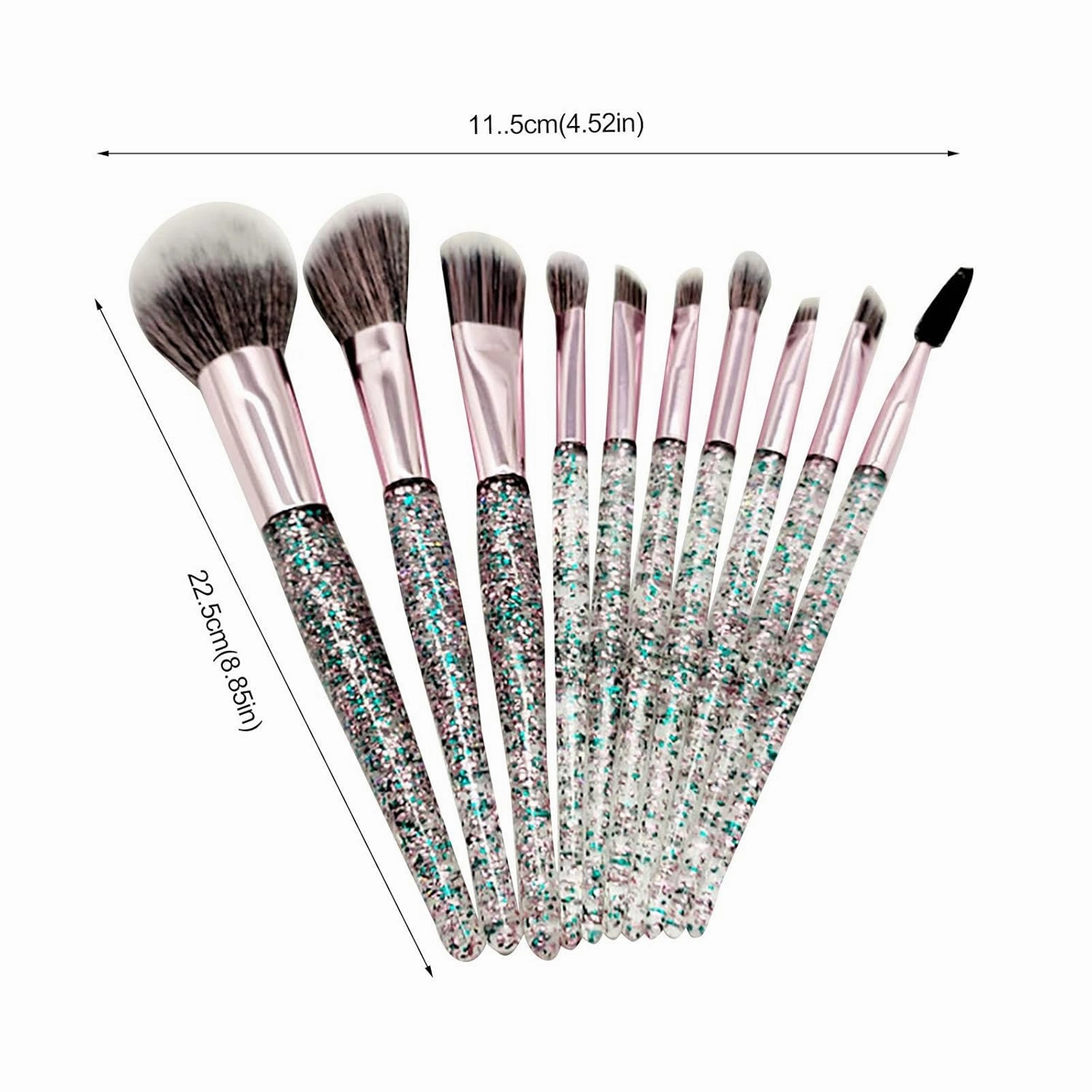 Set makeup shadow brush eye Portable set foundation brush brush 10PC Brush Eye Makeup (Color : Green, Size : One Size)