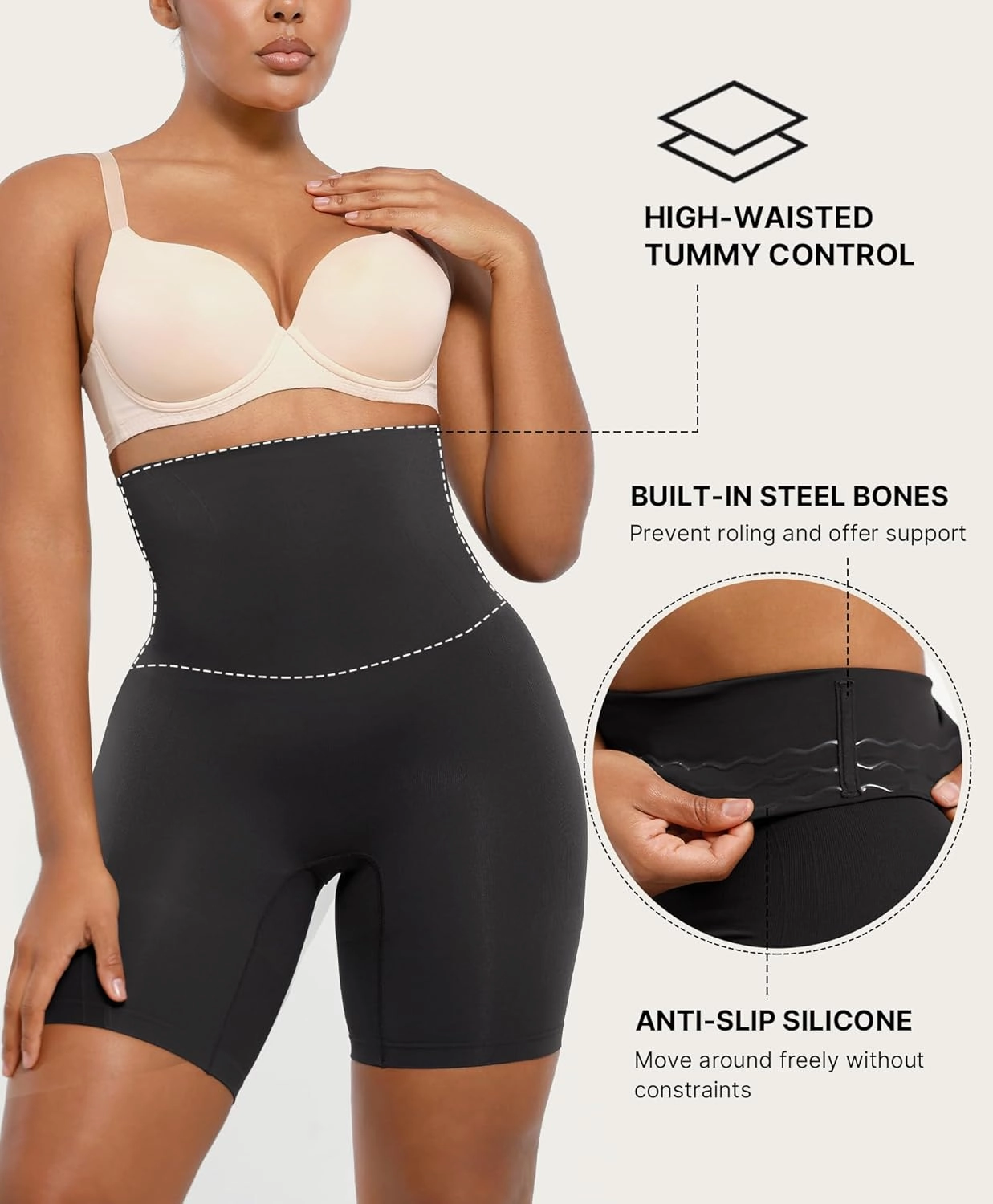 SHAPELLX Shapewear Tummy Control Shorts for Women Seamless High Waisted Body Shaper Thigh Slimming Underwear Girdle