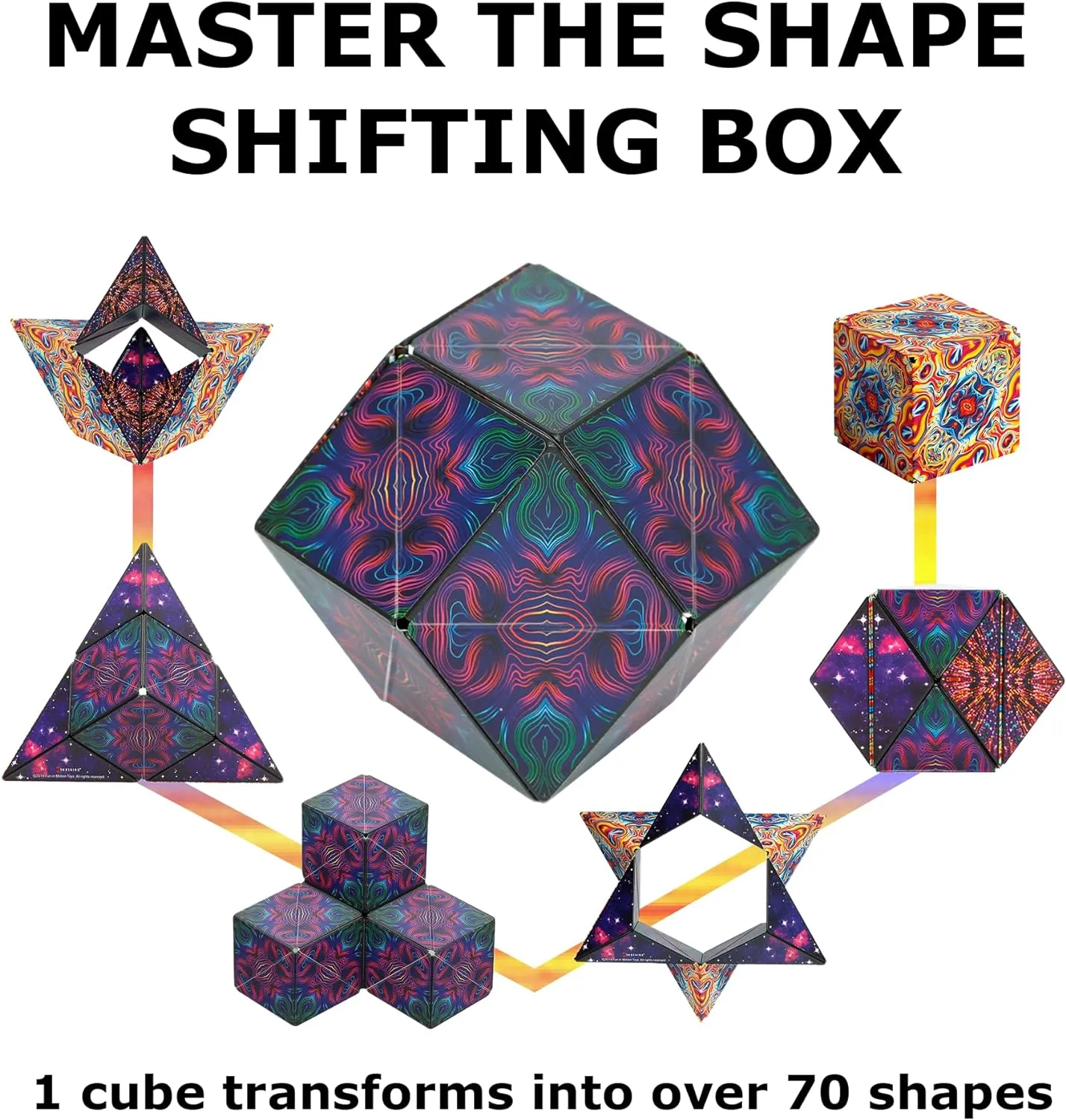 SHASHIBO Shape Shifting Box - STEM Magnetic Fidget Cube That Transforms Into Over 70 Shapes, Download Fun in Motion Toys Mobile App (Spaced Out)