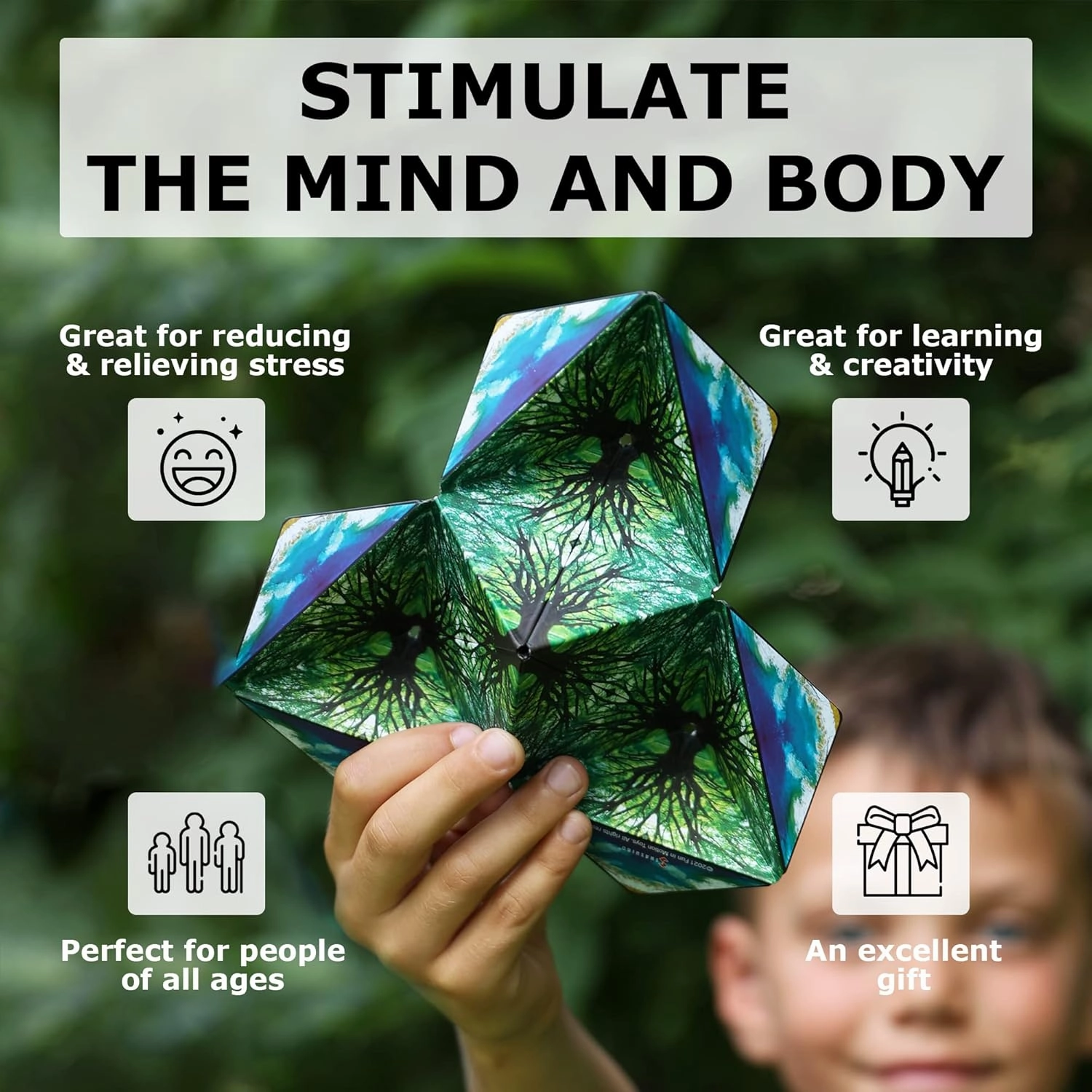 SHASHIBO Shape Shifting Box - STEM Magnetic Fidget Cube That Transforms Into Over 70 Shapes, Download Fun in Motion Toys Mobile App (Black & White)