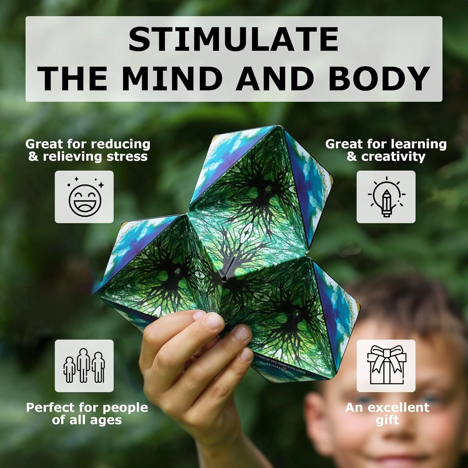 SHASHIBO Shape Shifting Box - STEM Magnetic Fidget Cube That Transforms Into Over 70 Shapes, Download Fun in Motion Toys Mobile App (Optical Ilusion)