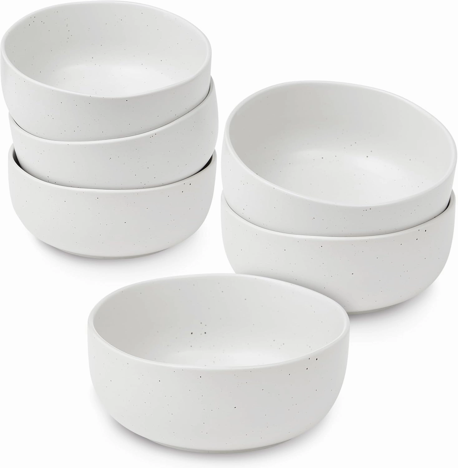 Sheffield Home Large Stoneware Cereal Bowls - Set of 6, 28oz Capacity - Dishwasher & Microwave Safe - 6" Diameter, Stylish & Functional for Everyday Use – Speckled