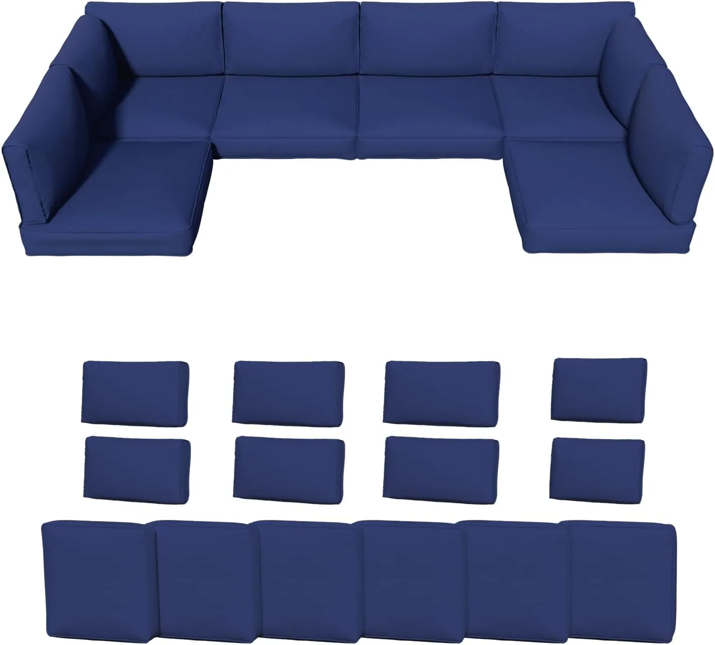 SHGJ&SOFT 14 Piece Outdoor Cushions for Patio Furniture Replacemen, Patio Sofa Couch Cushions Waterproof Rattan Wicker Sectional Patio Conversation Sets (Blue)