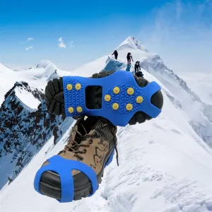 Shoe Ice & Snow Grips Traction Cleat Rubber Spikes Anti Slip 10-Stud Crampons Slip-on Stretch Footwear for Snowing Hiking Ice Fishing Walking Climbing Snow Mountaineering