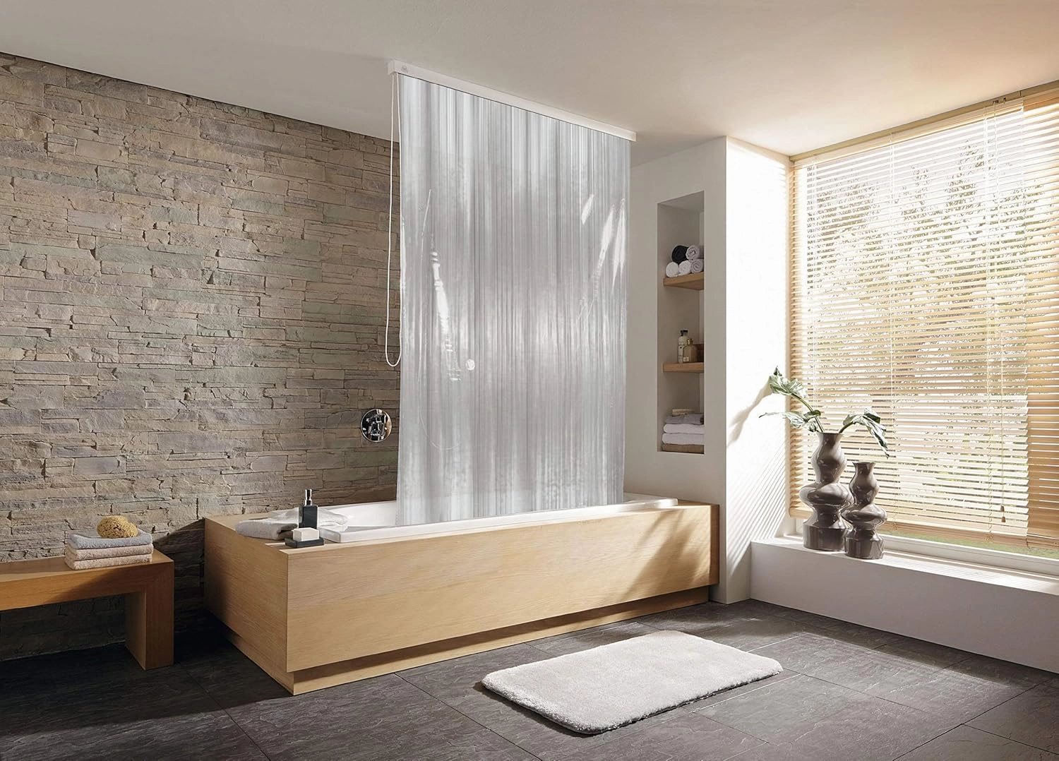 Shower Roller Blind 50.4 X 94.5in [128 X 240cm] (Milky) - Blind Only, Requires Cartridge