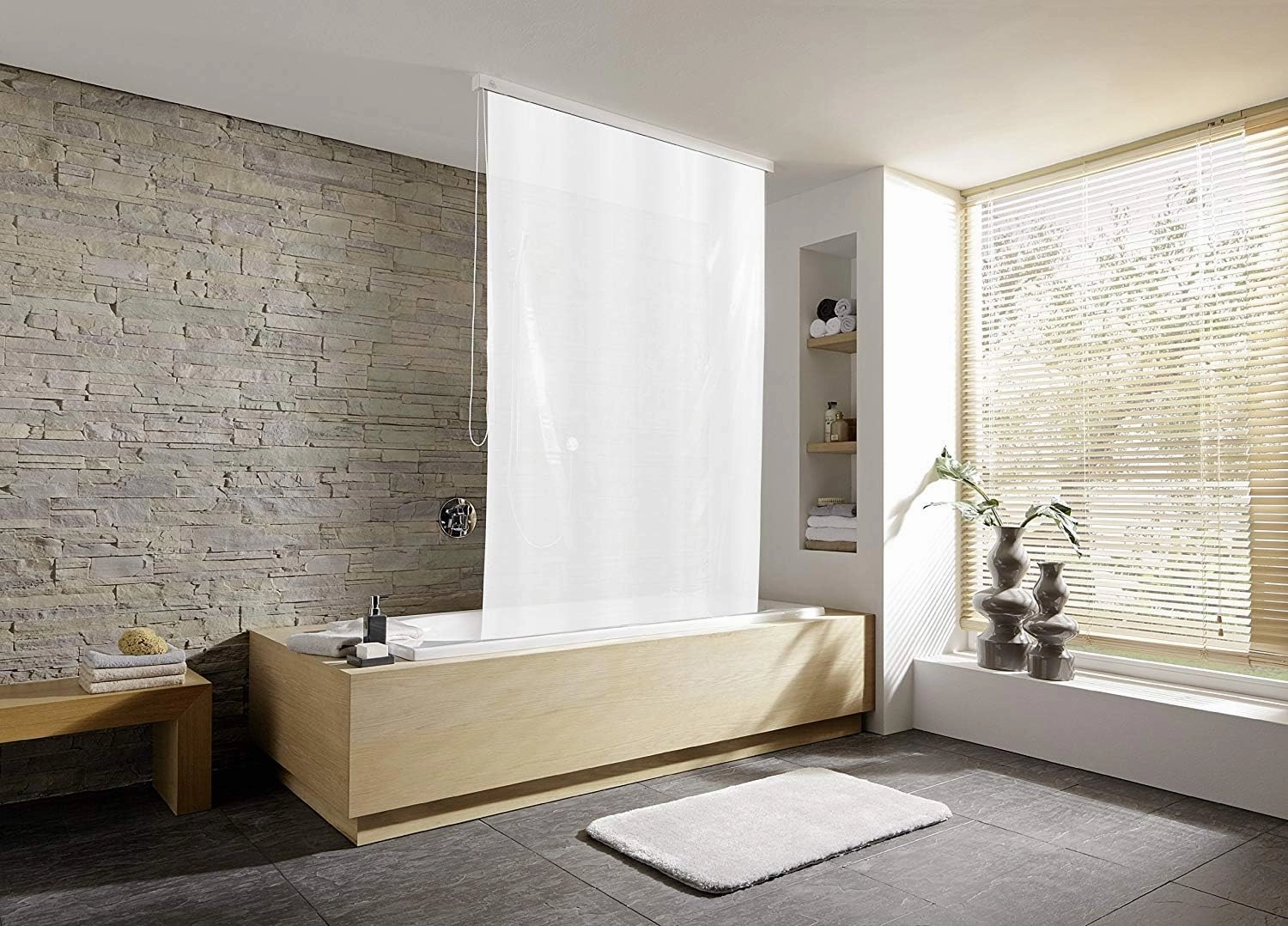 Shower Roller Blind 50.4 X 94.5in [128 X 240cm] (White) - Blind Only, Requires Cartridge