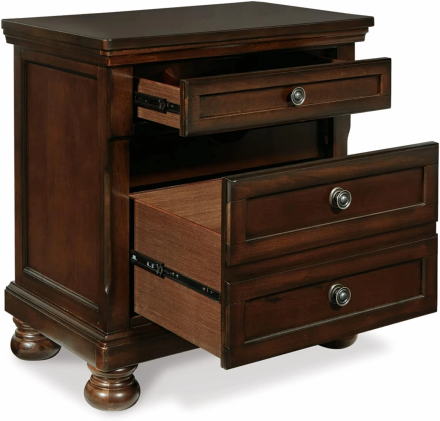 Signature Design by Ashley Porter Classic 2 Drawer Nightstand with Dovetail and Ball-bearing Construction, 29.88" Tall, Dark Brown