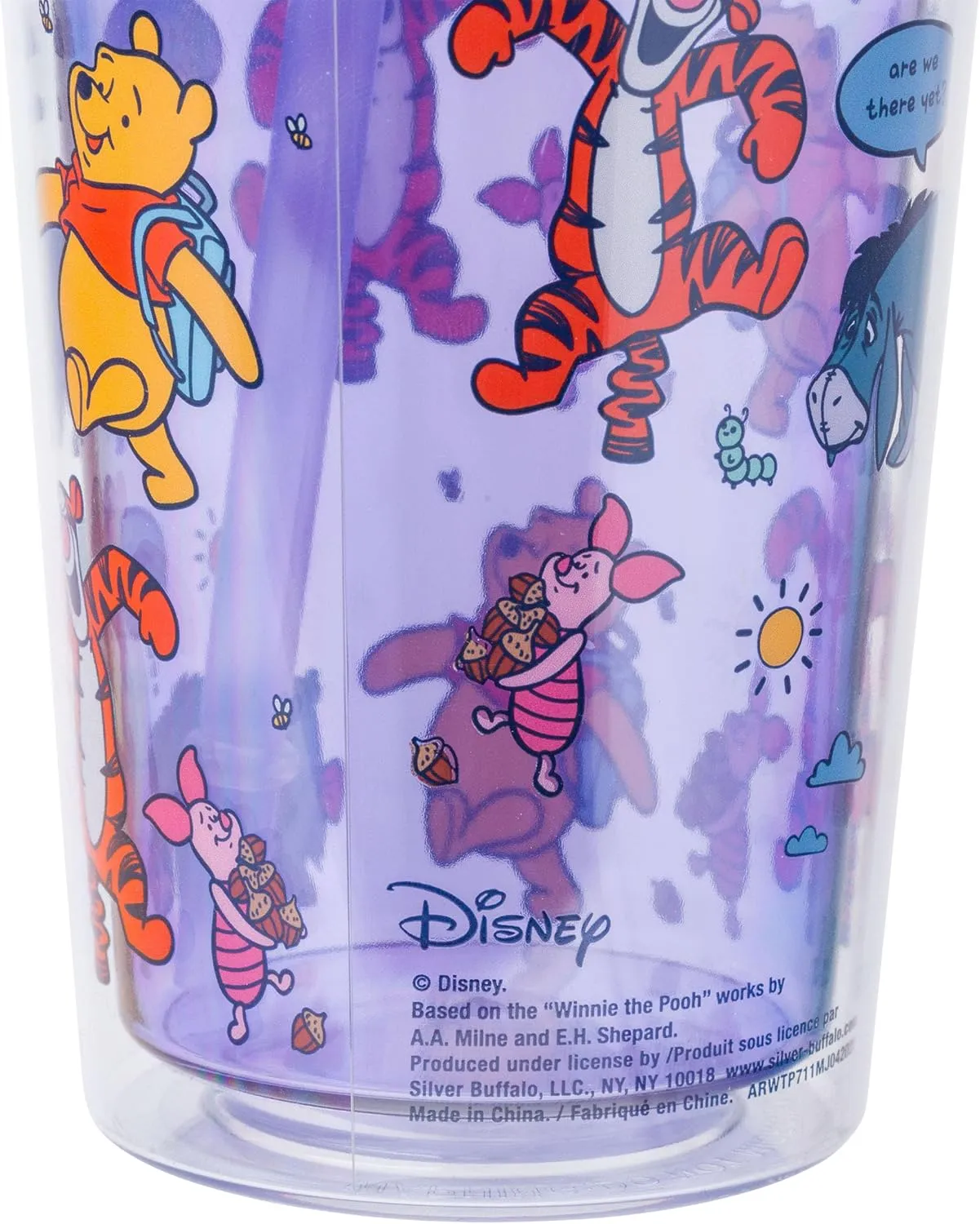 Silver Buffalo Disney Winnie the Pooh Best Adventures Featuring Tigger, Piglet, and Eeyore Plastic Cold Cup with Lid and Topper Straw, 24 Ounces