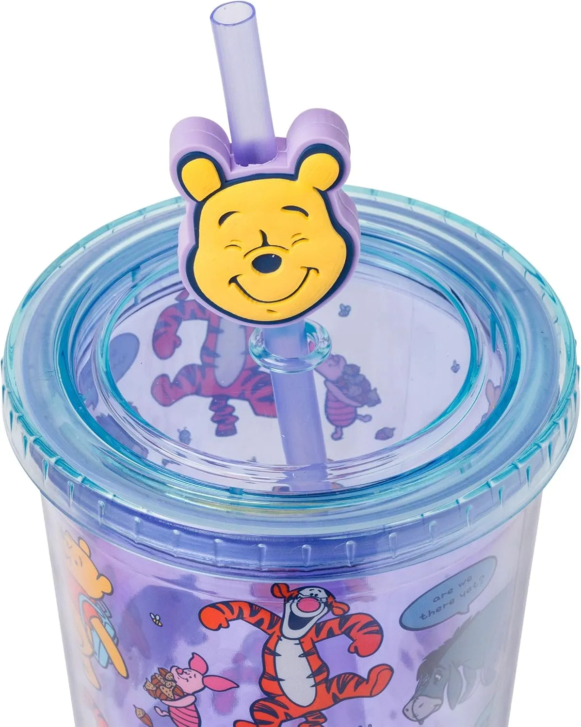 Silver Buffalo Disney Winnie the Pooh Best Adventures Featuring Tigger, Piglet, and Eeyore Plastic Cold Cup with Lid and Topper Straw, 24 Ounces