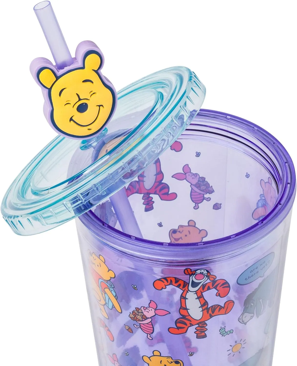 Silver Buffalo Disney Winnie the Pooh Best Adventures Featuring Tigger, Piglet, and Eeyore Plastic Cold Cup with Lid and Topper Straw, 24 Ounces