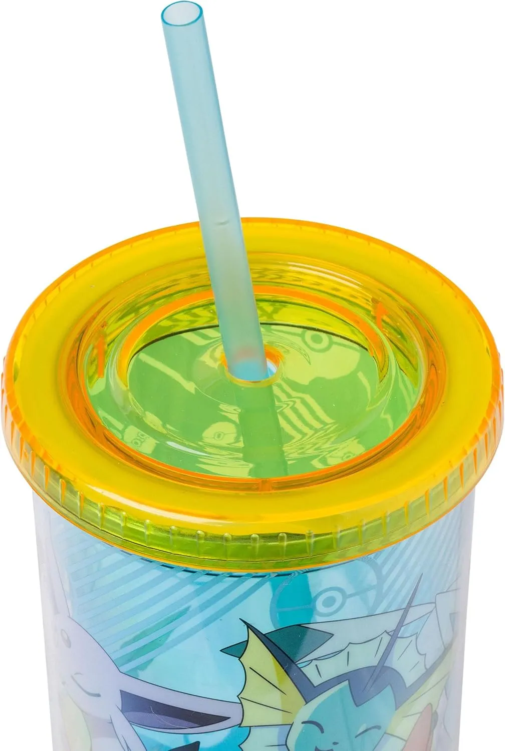 Silver Buffalo Eevee and Pikachu Plastic Tall Cold Cup with Lid and Straw, 20 Ounces