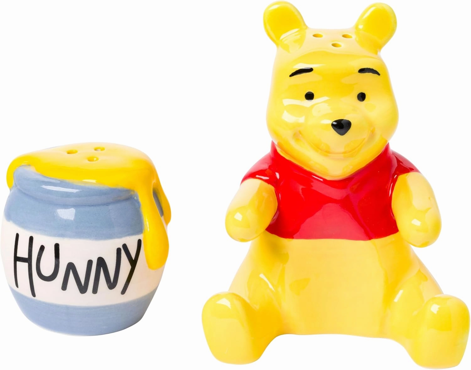 Silver Buffalo Disney Winnie the Pooh 3D Ceramic Salt and Pepper Shaker Set, 5.5” L x 2.75” W x 4” H