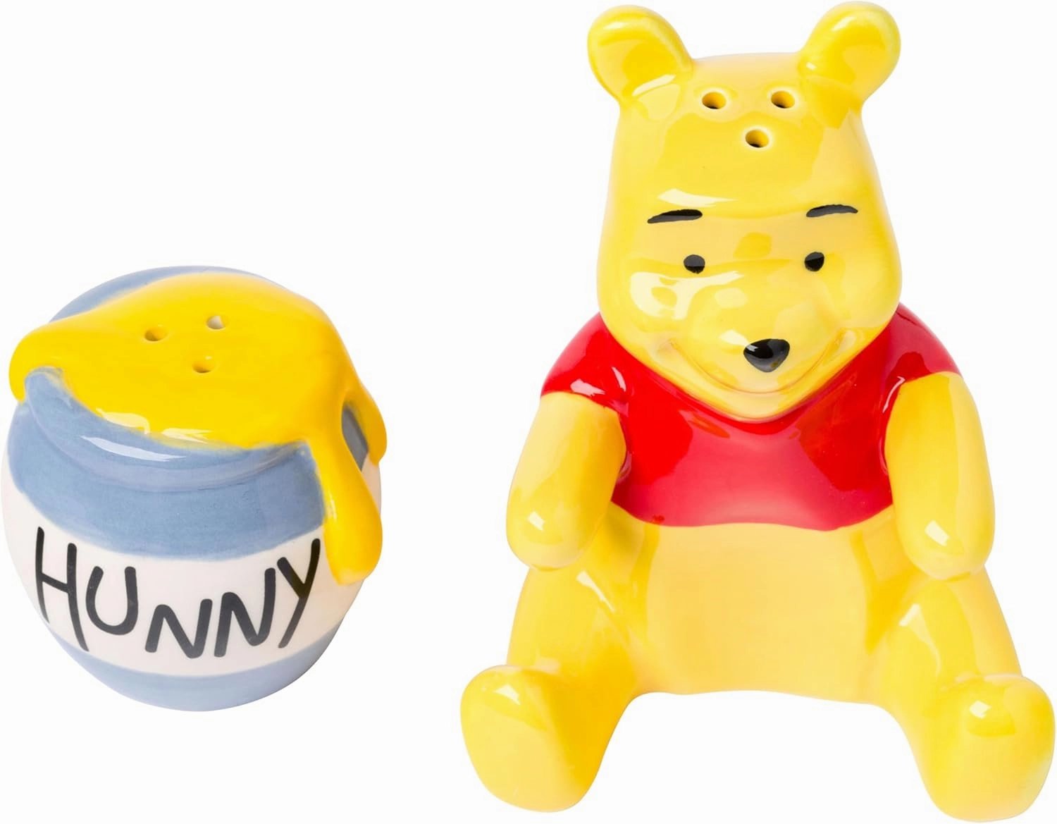 Silver Buffalo Disney Winnie the Pooh 3D Ceramic Salt and Pepper Shaker Set, 5.5” L x 2.75” W x 4” H