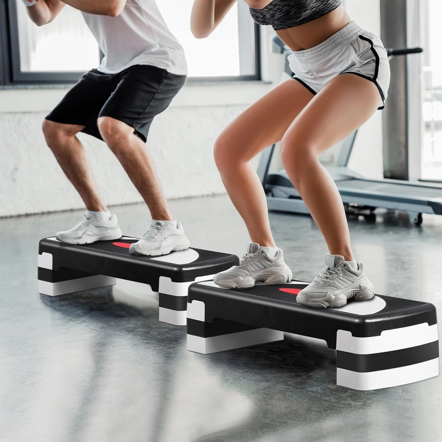 Smartxchoices 30'' Aerobics Stepper Workout Step Platform with 4" - 6" - 8" Adjustable Risers, Fitness Exercise Workout Trainer,Non-Slip Step Platform for Cardio, Core, Strength Training,Home Gym