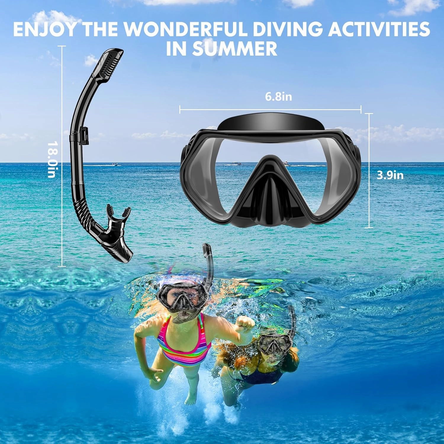 Snorkeling Gear for Adults, Dry-Top Snorkel Set Scuba Diving mask, 180°Panoramic Wide View Professional Snorkeling Gear Breathing Freely Snorkel Mask