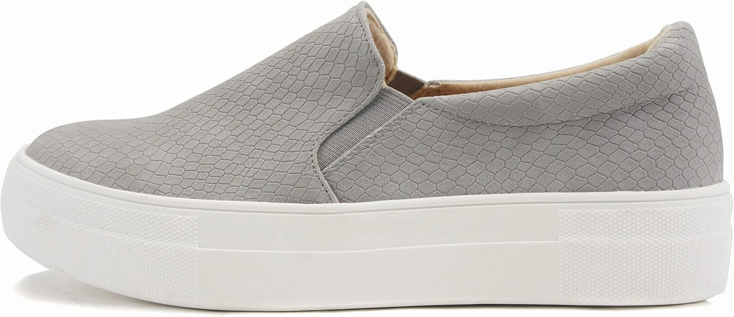 Soda Hike ~ Slip On Double Layer Foam Padded Cushion Sock Fashion Sneakers (Grey Cobra, Numeric_7)