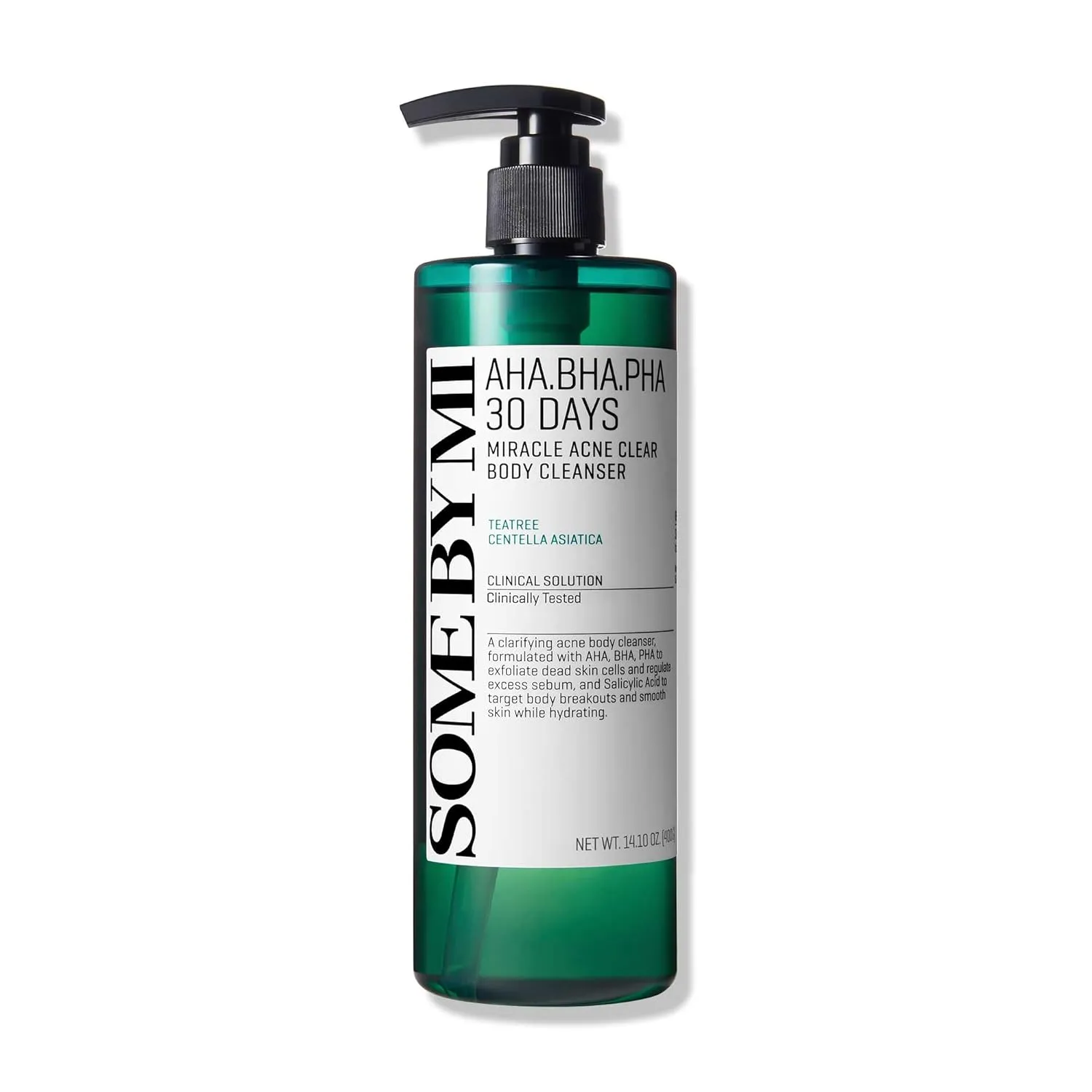 SOME BY MI AHA BHA PHA 30 Days Miracle Acne Clear Body Cleanser - 13.5oz, 400ml - Daily Exfoliating Tea Tree Acne Body Wash with Salicylic Acid - Deep Cleanses Sebum and Impurities - Korean Skin Care