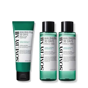SOME BY MI AHA BHA PHA 30 Days Miracle Acne Clear Foam   AHA BHA PHA 30 Days Miracle Toner - Pack of 2