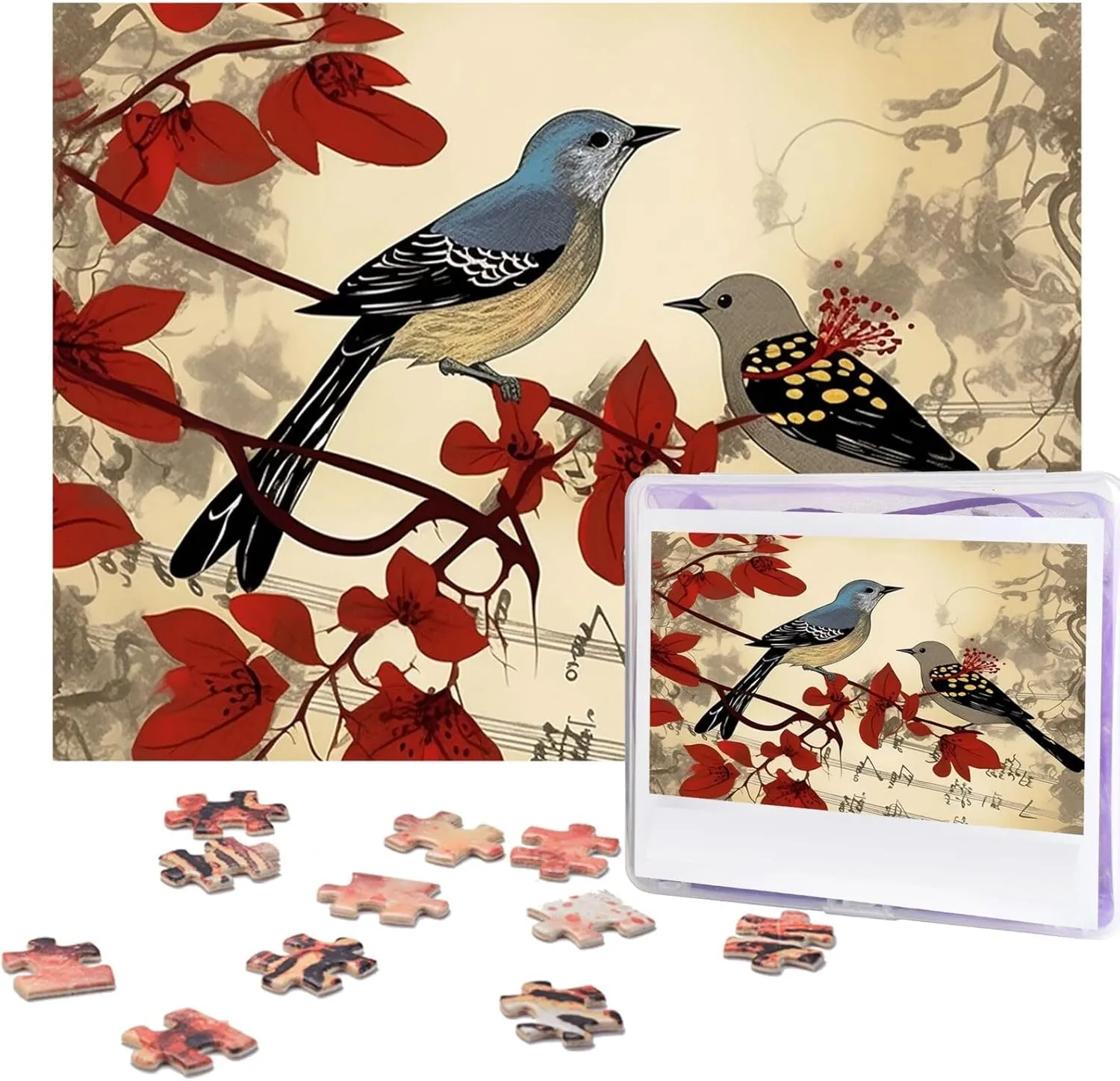 Songbirds Puzzles Jigsaw Puzzles 1000 Pieces for Adults Photos Puzzle for Family Challenging Picture Puzzle with Storage Bag Home Decor Jigsaw 29.5 x 20 Inch
