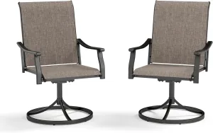 Sophia & William Patio Dining Chairs Set of 2, Outdoor Swivel Chairs with Breathable Textilene Fabric, Rustproof for Lawn Garden Support 350lbs