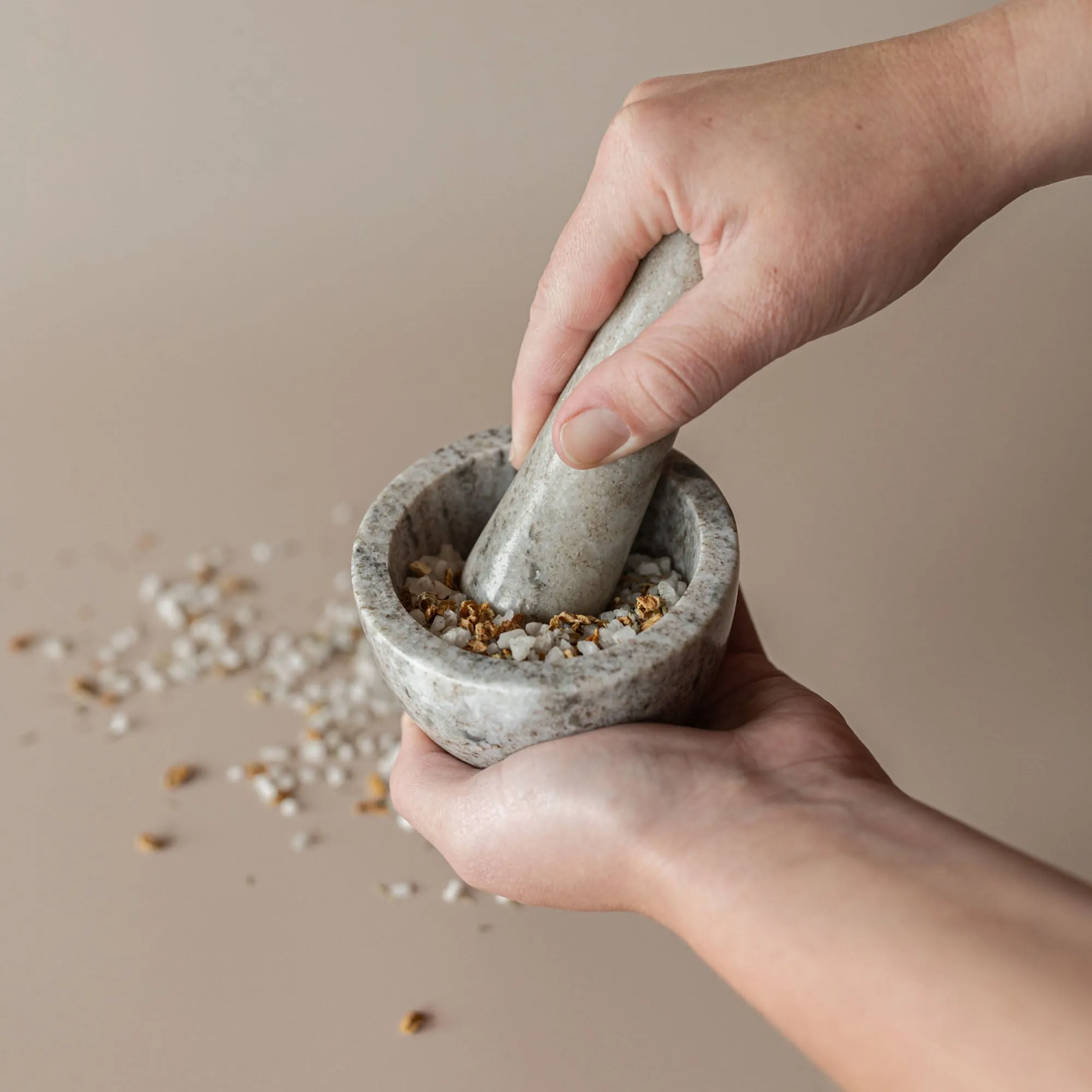 SOREN BEIGE MARBLE MORTAR AND PESTLE, SET OF 2 (MIN 2)