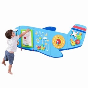 SPARK & WOW Airplane Activity Wall Panels - Ages 18m  - Montessori Sensory Wall Toy - 6 Activities - Busy Board - Toddler Room Décor
