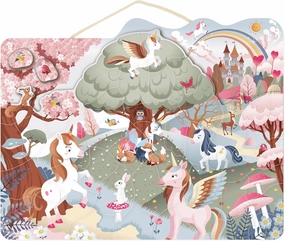 Speedy Monkey Kids Magnetic Unicorn Puzzle, Wooden Base Art Puzzle with Whimsical Unicorn Theme, Fun Learning Toy for Focus & Cognitive Development, Toddler Montessori Puzzle