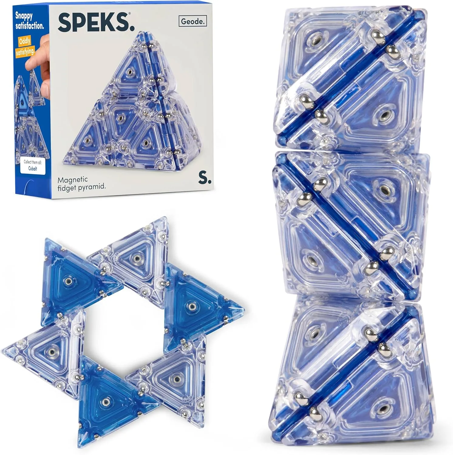 Speks Geode Magnetic Fidget Toy | Sensory Desk Toy for Adults & Teens 14  | Stress Relief Gift | Pyramid, Cobalt