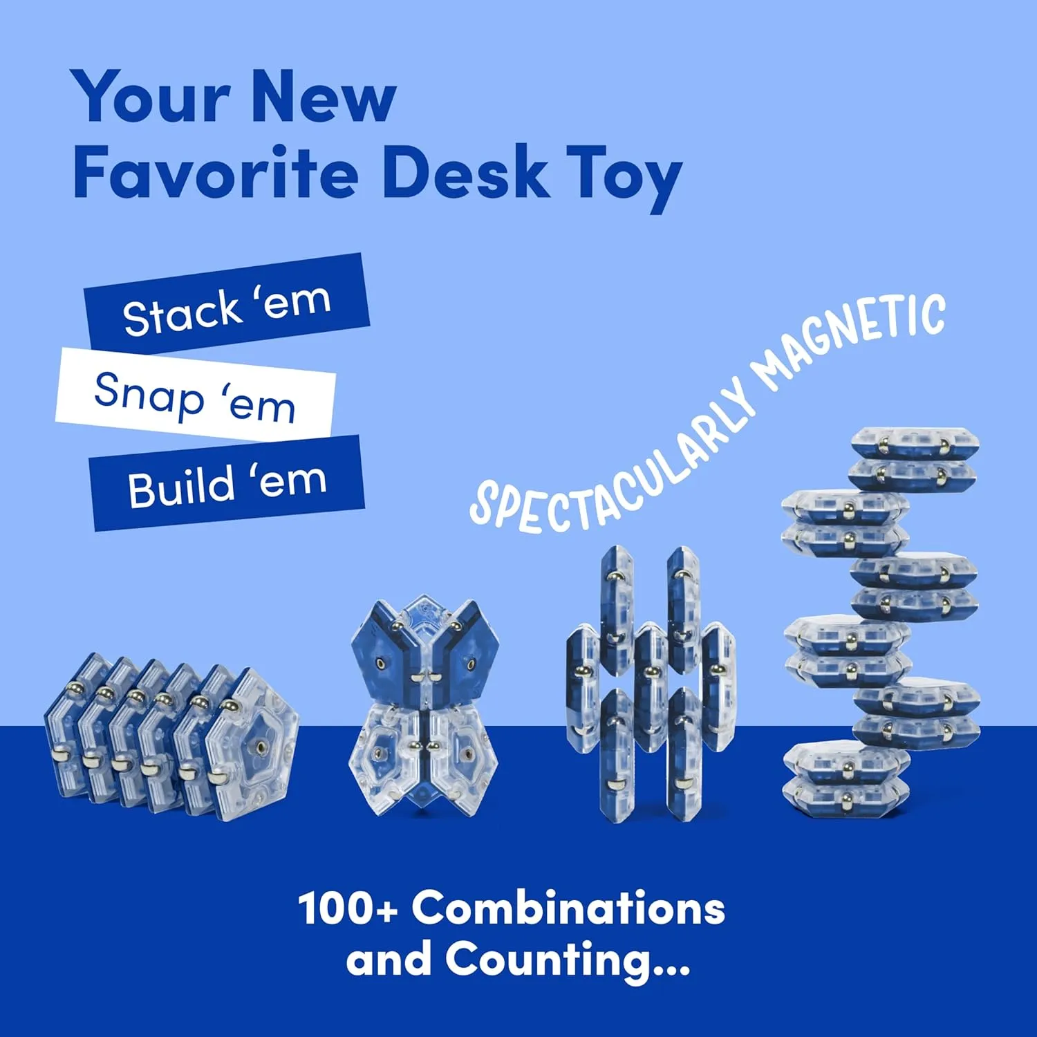 Speks Geode Magnetic Fidget Toy | Sensory Desk Toy for Adults & Teens 14  | Stress Relief Gift | Sphere, Cobalt