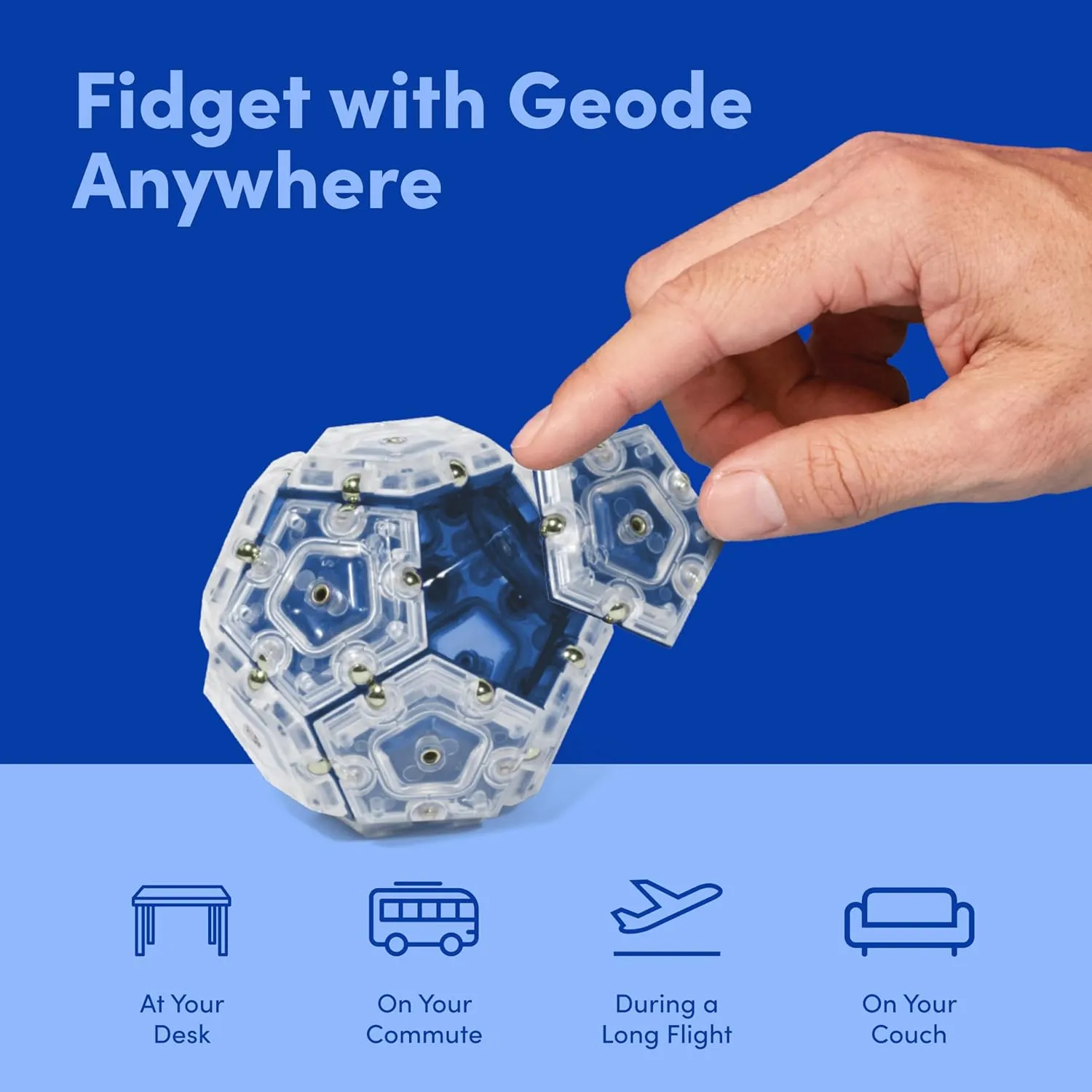 Speks Geode Magnetic Fidget Toy | Sensory Desk Toy for Adults & Teens 14  | Stress Relief Gift | Sphere, Cobalt