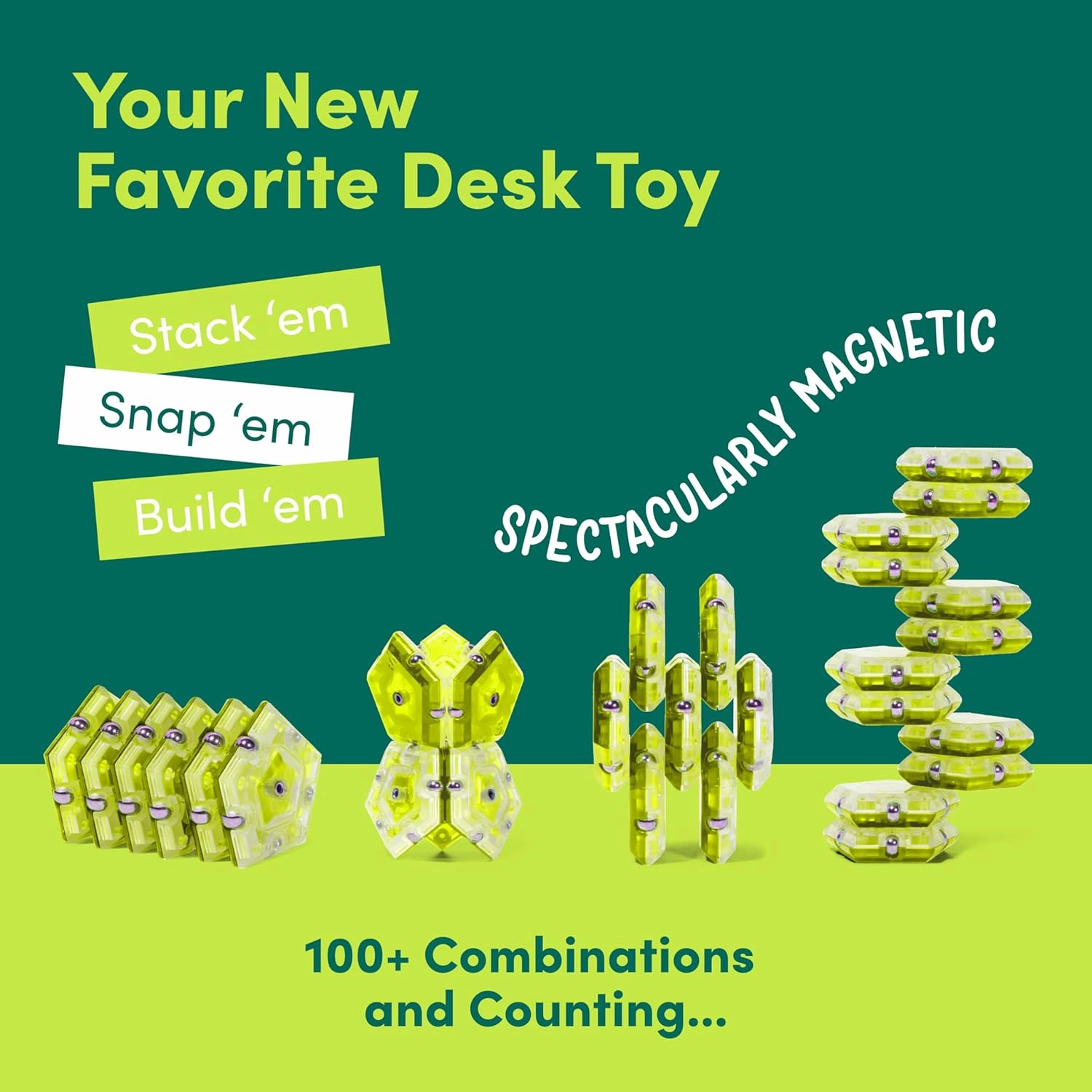 Speks Geode Magnetic Fidget Toy | Sensory Desk Toy for Adults & Teens 14  | Stress Relief Gift | Sphere, Peridot