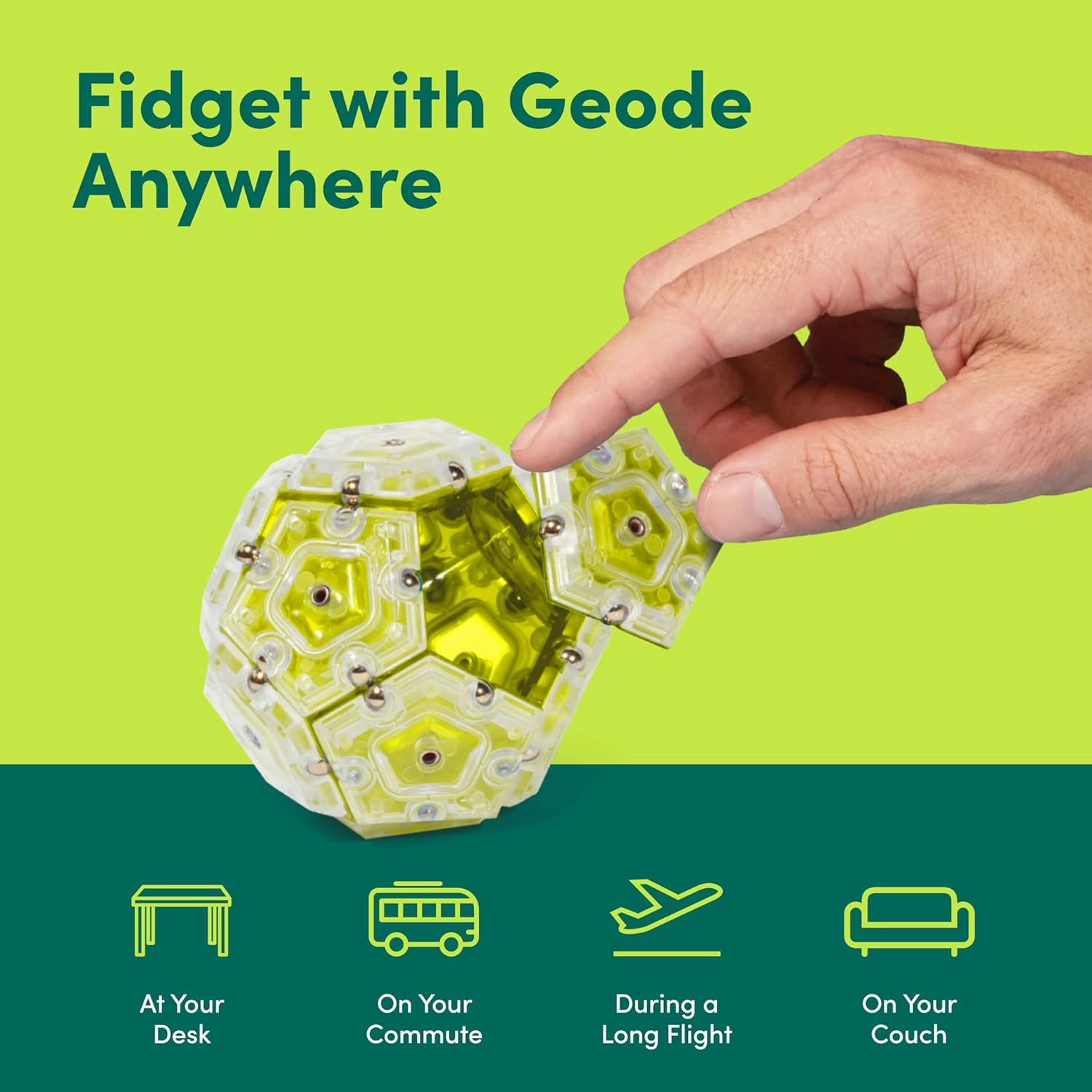 Speks Geode Magnetic Fidget Toy | Sensory Desk Toy for Adults & Teens 14  | Stress Relief Gift | Sphere, Peridot