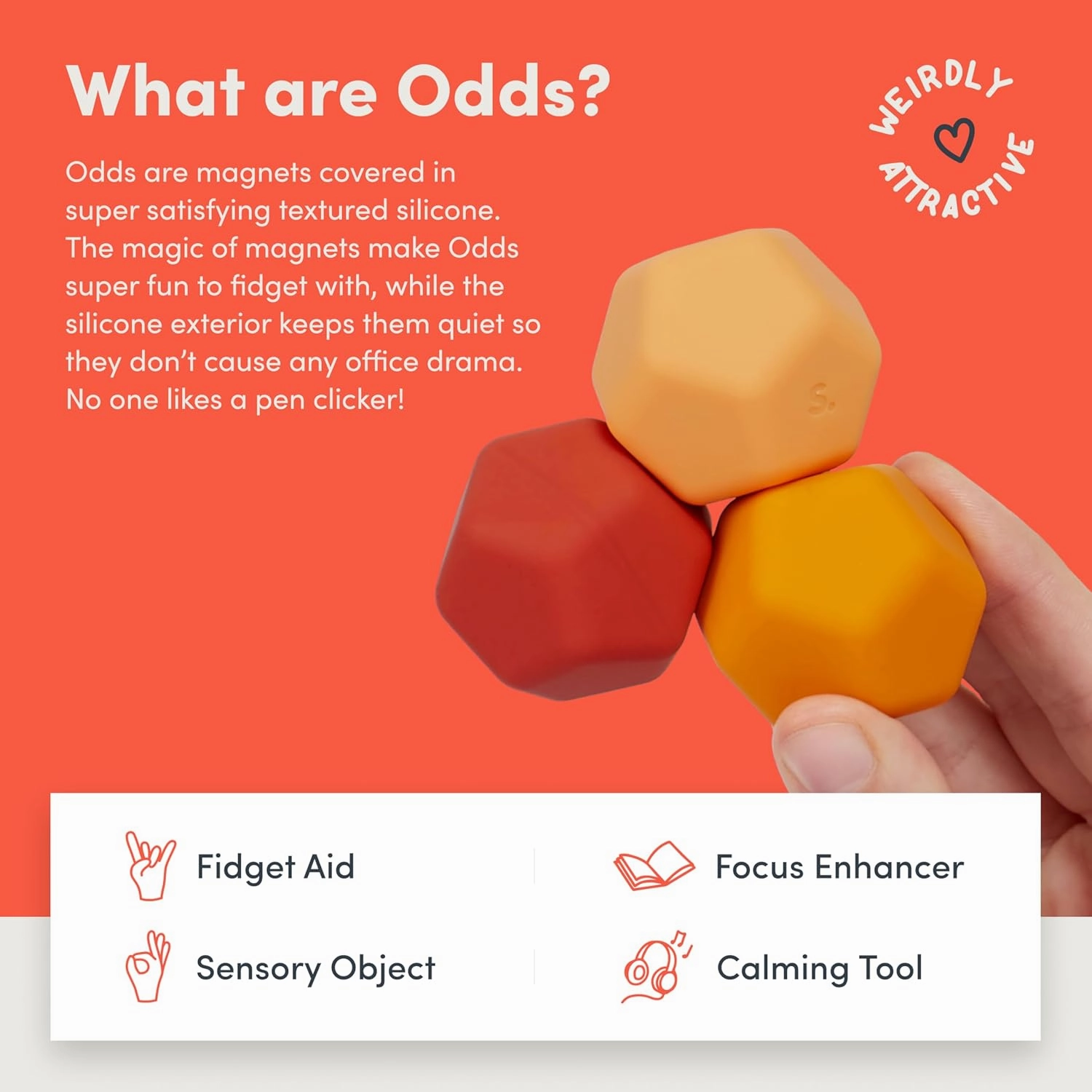 Speks Odds Soft Silicone Fidget Magnets | Silent Stress Relief Toys | Textured Magnetic Balls for Adults & Teens 14  | Orange
