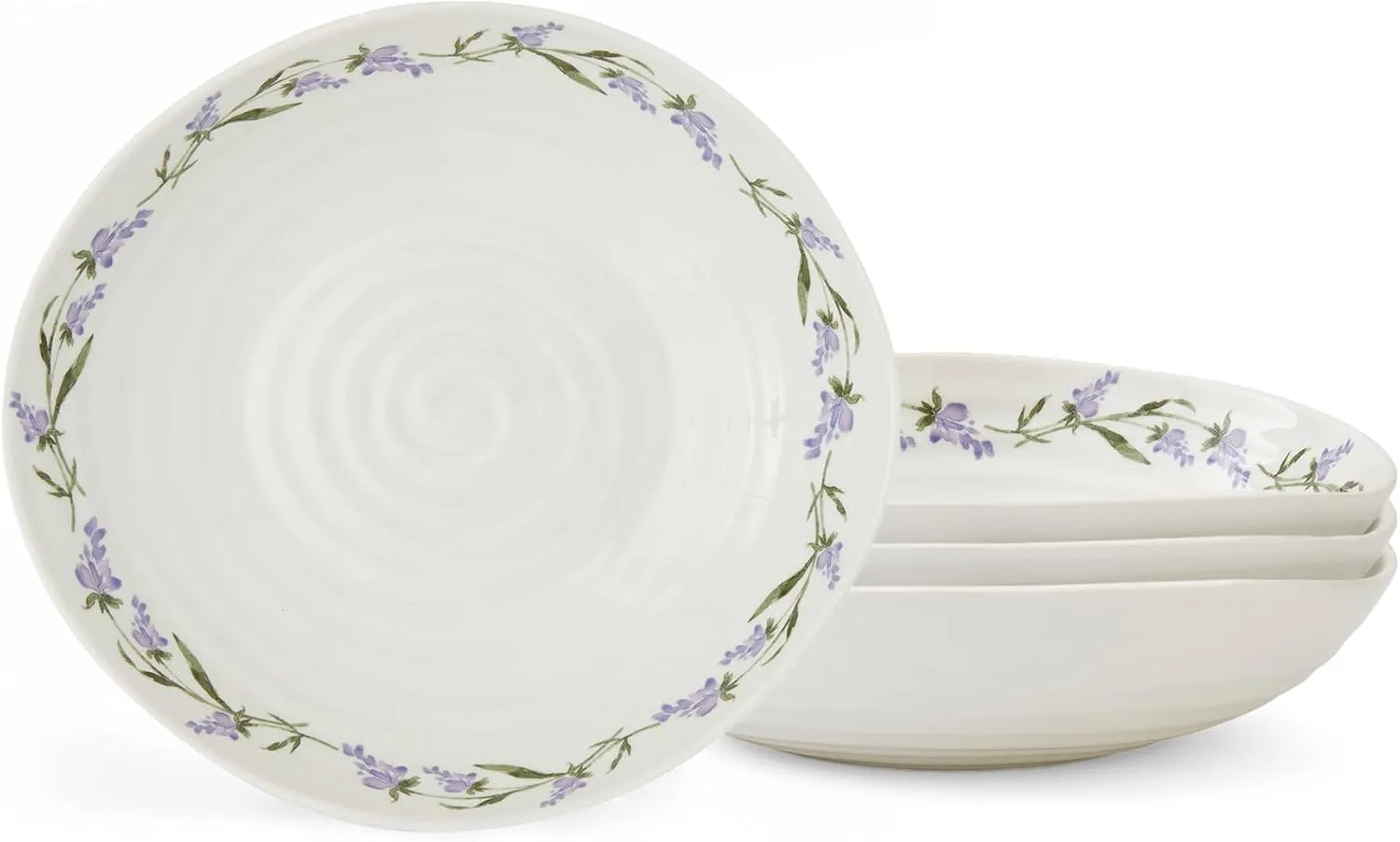 Spode Lavandula 9.5" Pasta Bowl (Set of 4) | Made from Porcelain | Sophie Conran Collection | Microwave and Dishwasher Safe | For Serving Soup, Salad, or Pasta Bowls | Home & Dining Essential