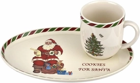 Spode Christmas Tree Soup & Sandwich Set - 11" Oval Tray & 16 oz Mug - Earthenware Holiday Serveware, Microwave, Dishwasher, Oven Safe - Traditional Christmas Décor with Gift-Boxed Festive Set