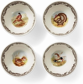 Spode Woodland 4" Dip Bowls - Assorted Animal Designs | Porcelain Ceramic Hunting-Themed Tableware | Microwave & Dishwasher Safe | For Dips, Sauces, Snacks, and Desserts