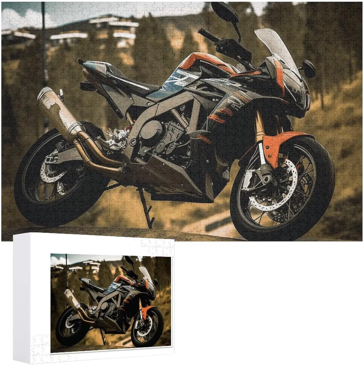 Sport Motorcycle Puzzles Jigsaw Puzzles 1000 Pieces for Adults Photos Puzzle for Family Challenging Picture Puzzle with Storage Bag Home Decor Jigsaw 29.5 x 20 Inch