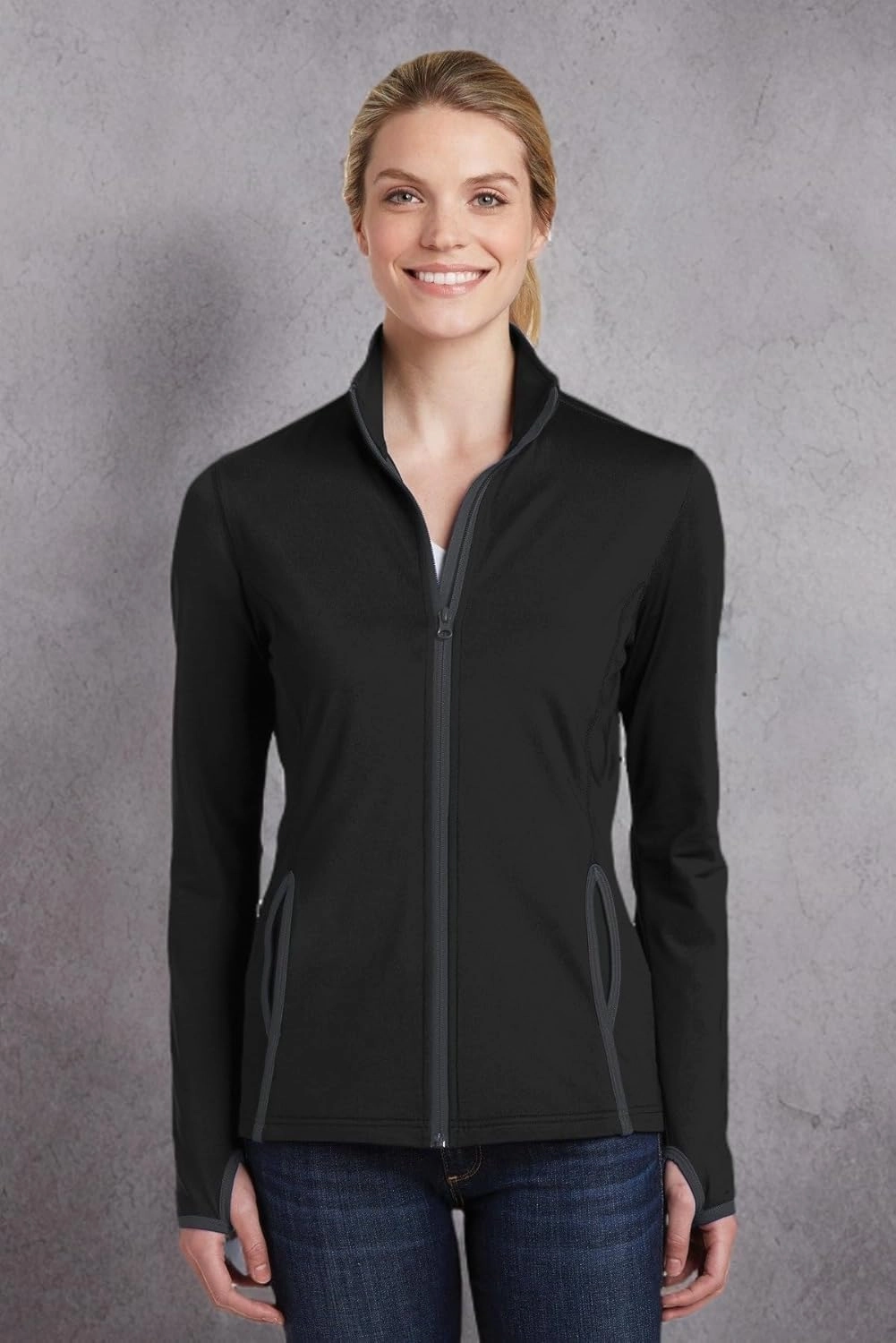 SPORT-TEK Women's Sport-Wick Stretch Contrast Full-Zip Jacket LST853