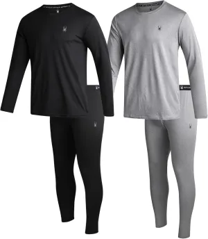 Spyder Men's Thermal Underwear Set - 4 Piece Brushed Back Fleece Lined Long Johns Base Layer Set for Men (Sizes: S-XL)