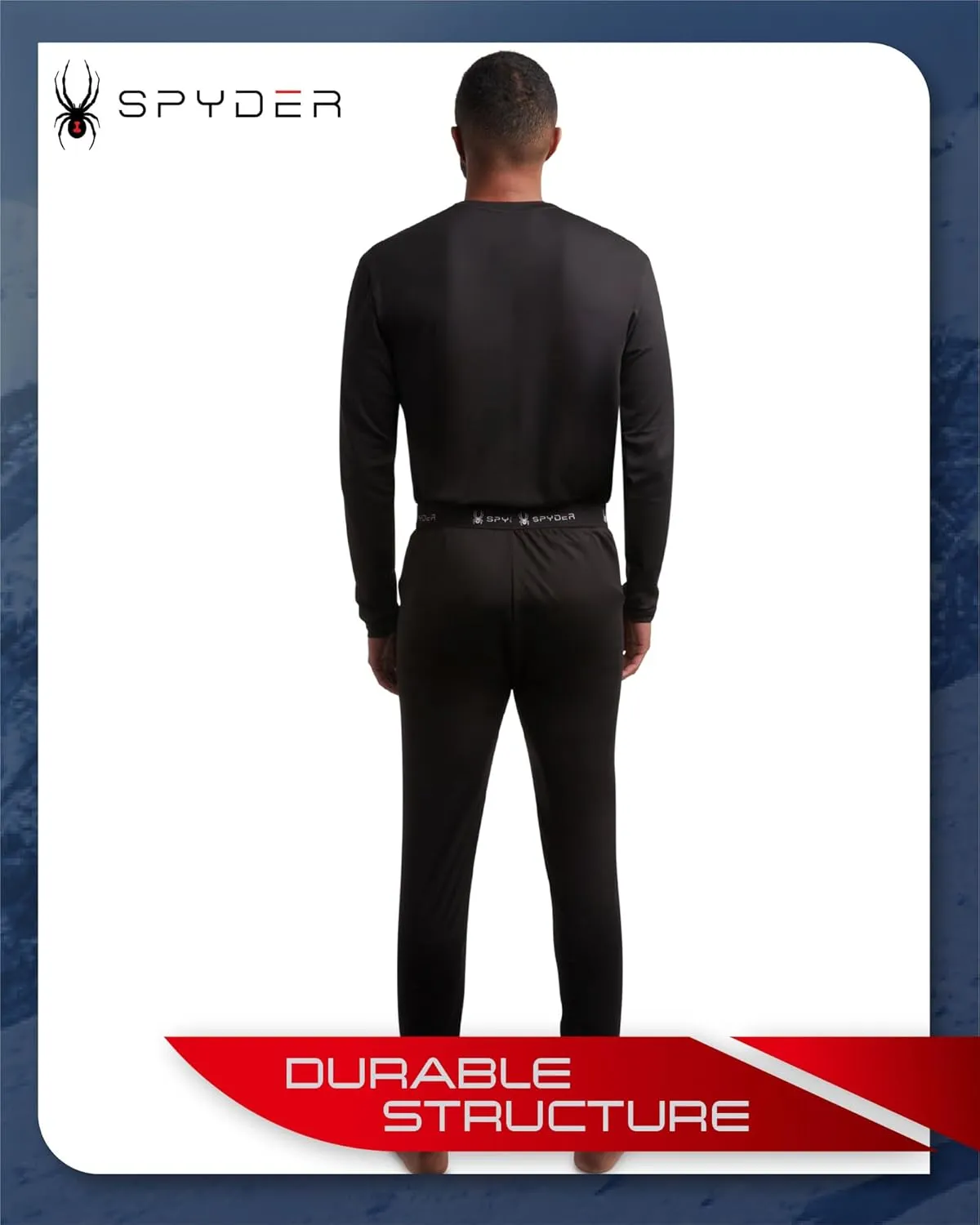 Spyder Men's Thermal Underwear Set - 4 Piece Brushed Back Fleece Lined Long Johns Base Layer Set for Men (Sizes: S-XL)