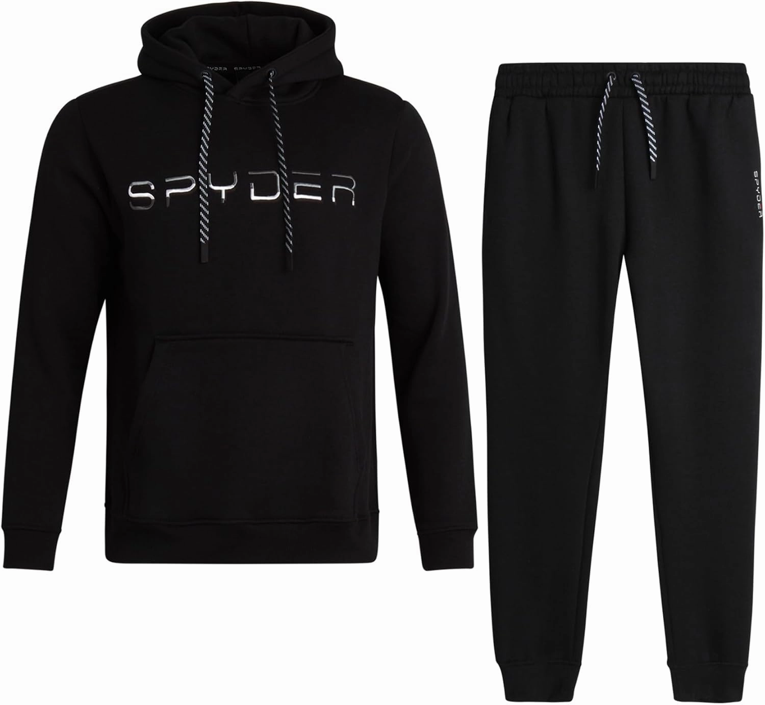 Spyder Men's Sweatsuit Set - 2 Piece Performance Fleece Pullover Hooded Sweatshirt and Jogger Sweatpants for Men (S-XXL)