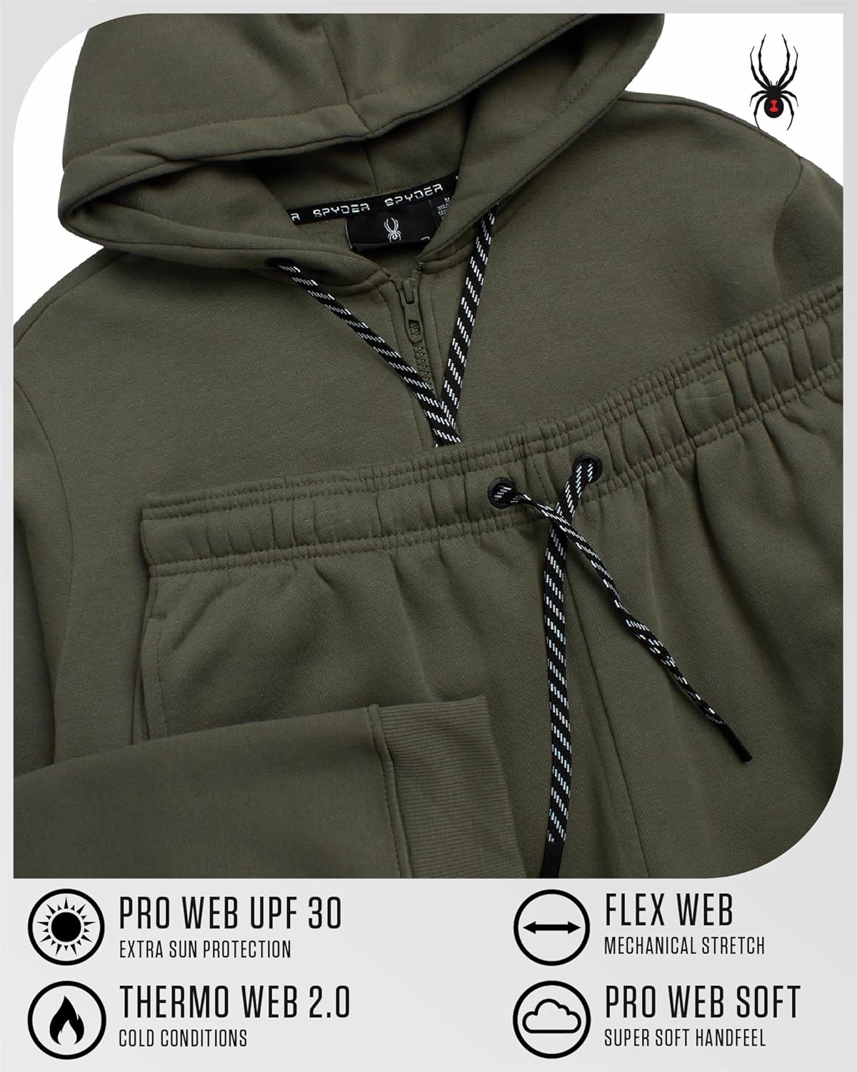 Spyder Mens Tracksuit - 2 Piece Sweatsuit for Men with Zip Up Hoodie & Jogger Sweatpants, Track Suit for Jogging or Warm Up