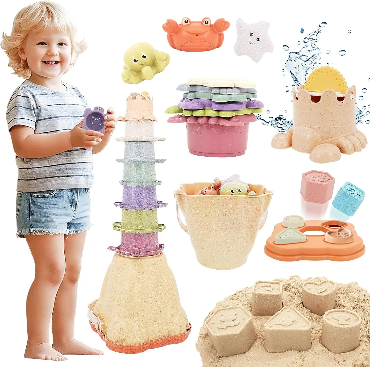 Stacking Baby Toys for Toddler 1-3 Shape Sorters Stacking Cups Baby Toy Set Nesting Stack Cups, Infant Stackable Block 5 in 1 Montessori Toy for 6-48 Months Birthday Gift for Girl Boy