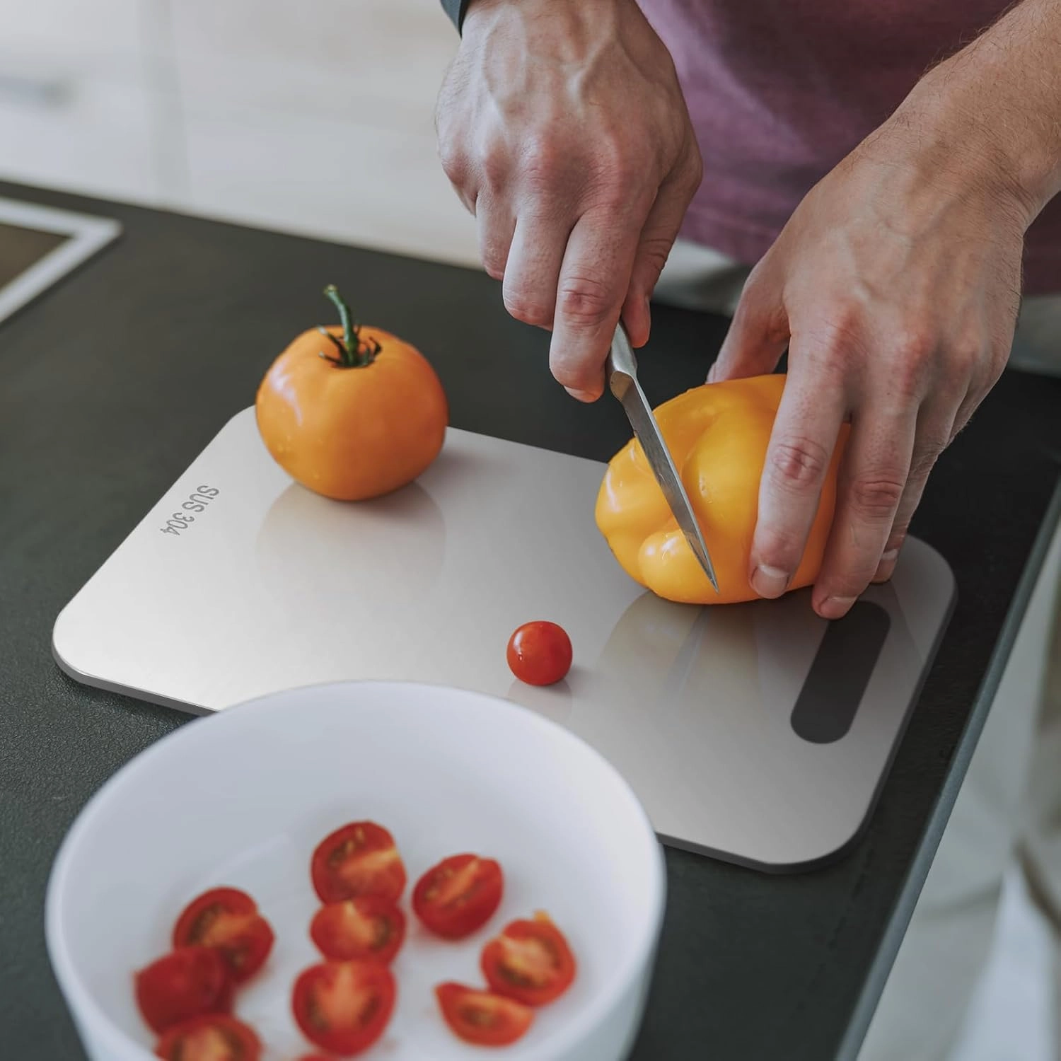 Stainless Steel Cutting Board for Kitchen 304 Steel Chopping Dishwasher Safe Metal Cutting Board Set for Kitchen Meat Fruit Vegetable(3 Pcs,13.4"x9",11.8"x7.9",9.5"x6"-0.04")