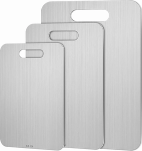 Stainless Steel Cutting Board for Kitchen 304 Steel Chopping Dishwasher Safe Metal Cutting Board Set for Kitchen Meat Fruit Vegetable(3 Pcs,13.4"x9",11.8"x7.9",9.5"x6"-0.04")